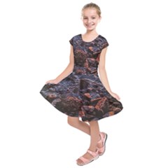 Twilight Treasures: Rocky Beachscape  Kids  Short Sleeve Dress by dflcprintsclothing