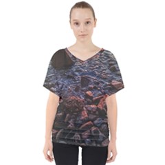 Twilight Treasures: Rocky Beachscape  V-neck Dolman Drape Top by dflcprintsclothing