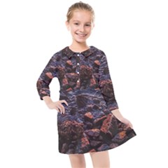 Twilight Treasures: Rocky Beachscape  Kids  Quarter Sleeve Shirt Dress by dflcprintsclothing