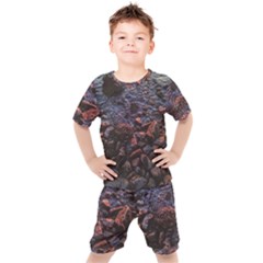 Twilight Treasures: Rocky Beachscape  Kids  Tee And Shorts Set by dflcprintsclothing