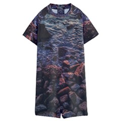 Twilight Treasures: Rocky Beachscape  Kids  Boyleg Half Suit Swimwear by dflcprintsclothing