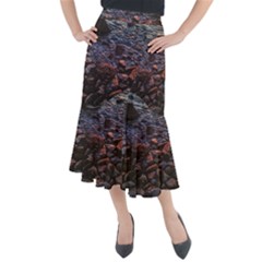 Twilight Treasures: Rocky Beachscape  Midi Mermaid Skirt by dflcprintsclothing