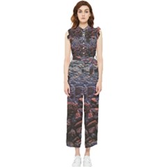 Twilight Treasures: Rocky Beachscape  Women s Frill Top Chiffon Jumpsuit by dflcprintsclothing