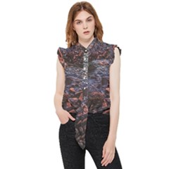 Twilight Treasures: Rocky Beachscape  Frill Detail Shirt by dflcprintsclothing