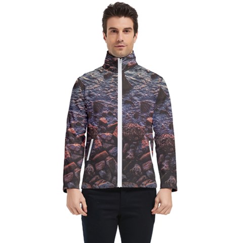 Twilight Treasures: Rocky Beachscape  Men s Bomber Jacket by dflcprintsclothing