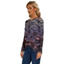 Twilight Treasures: Rocky Beachscape  Long Sleeve Crew Neck Pullover Top View2