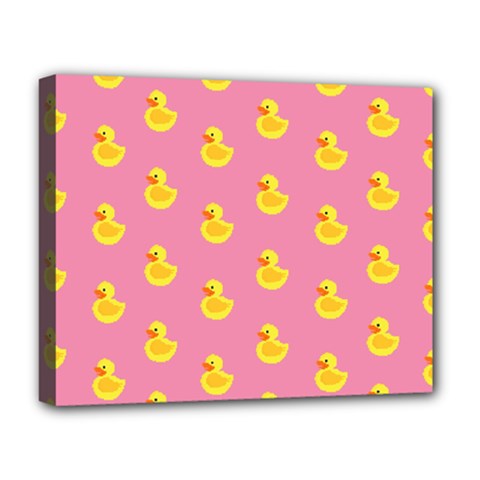 Rubber Duck Pattern Deluxe Canvas 20  X 16  (stretched) by Valentinaart