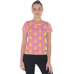 Rubber Duck Pattern Short Sleeve Sports Top  by Valentinaart