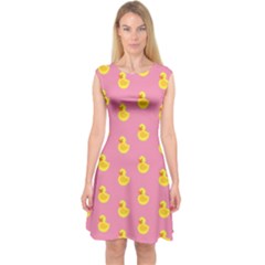 Rubber Duck Pattern Capsleeve Midi Dress