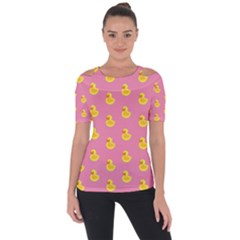 Rubber Duck Pattern Shoulder Cut Out Short Sleeve Top by Valentinaart