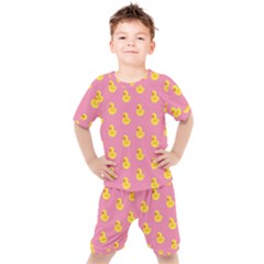 Rubber Duck Pattern Kids  Tee And Shorts Set by Valentinaart