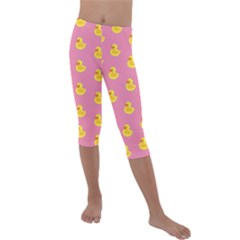 Rubber Duck Pattern Kids  Lightweight Velour Capri Leggings  by Valentinaart