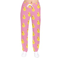 Rubber Duck Pattern Women Velvet Drawstring Pants