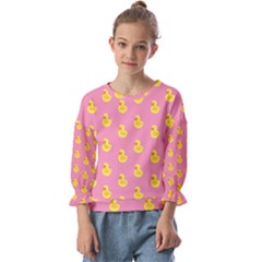 Rubber Duck Pattern Kids  Cuff Sleeve Top