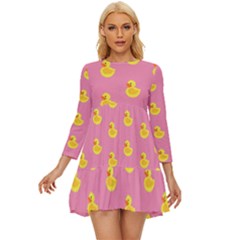 Rubber Duck Pattern Long Sleeve Babydoll Dress by Valentinaart