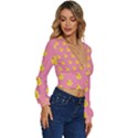 Rubber duck pattern Long Sleeve Deep-V Velour Top View3