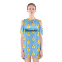 Rubber Duck Pattern Shoulder Cutout One Piece Dress by Valentinaart