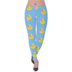 Rubber Duck Pattern Velvet Leggings by Valentinaart