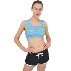 Rubber Duck Pattern V-back Sports Bra by Valentinaart