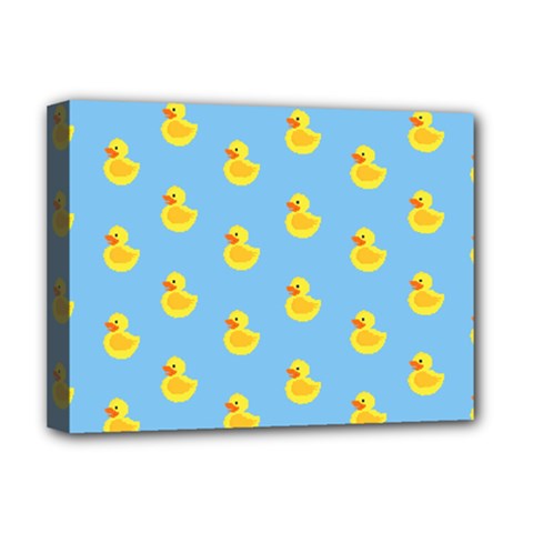 Rubber Duck Pattern Deluxe Canvas 16  X 12  (stretched)  by Valentinaart