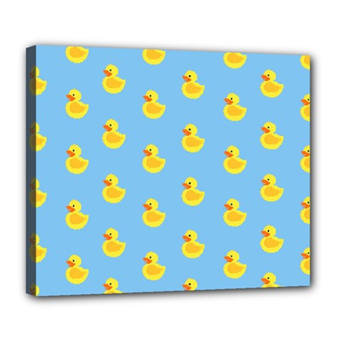 Rubber Duck Pattern Deluxe Canvas 24  X 20  (stretched) by Valentinaart