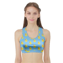 Rubber Duck Pattern Sports Bra With Border by Valentinaart