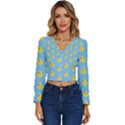 Rubber duck pattern Long Sleeve V-Neck Top View1