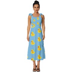 Rubber Duck Pattern Tie-strap Tiered Midi Chiffon Dress by Valentinaart