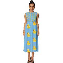 Rubber Duck Pattern Sleeveless Round Neck Midi Dress by Valentinaart