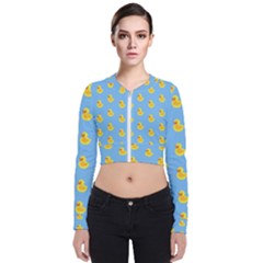 Rubber Duck Pattern Long Sleeve Zip Up Bomber Jacket by Valentinaart