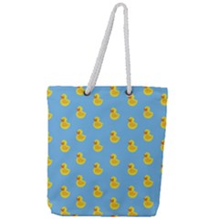 Rubber Duck Pattern Full Print Rope Handle Tote (large) by Valentinaart