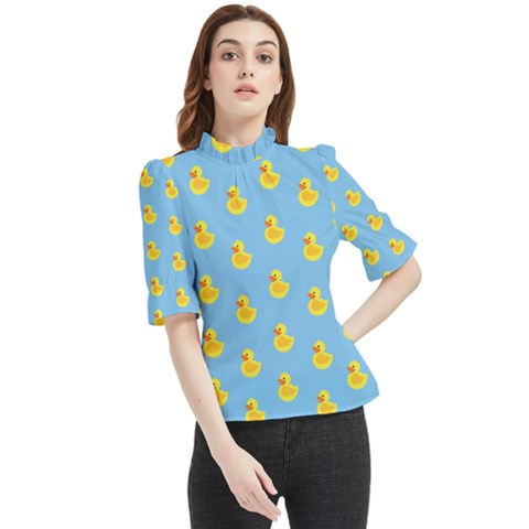 Rubber Duck Pattern Frill Neck Blouse by Valentinaart