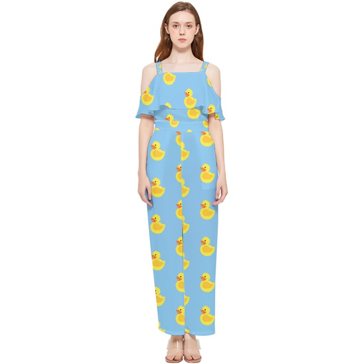 Rubber duck pattern Draped Sleeveless Chiffon Jumpsuit