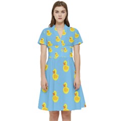 Rubber Duck Pattern Short Sleeve Waist Detail Dress by Valentinaart