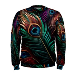 Peacock Feathers Nature Feather Pattern Men s Sweatshirt by pakminggu