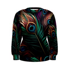 Peacock Feathers Nature Feather Pattern Women s Sweatshirt by pakminggu