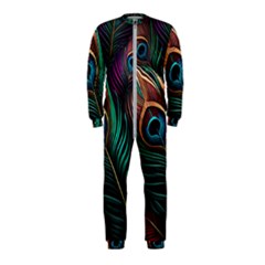 Peacock Feathers Nature Feather Pattern Onepiece Jumpsuit (kids) by pakminggu