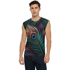 Peacock Feathers Nature Feather Pattern Men s Raglan Cap Sleeve Tee by pakminggu