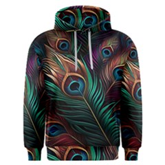 Peacock Feathers Nature Feather Pattern Men s Overhead Hoodie by pakminggu