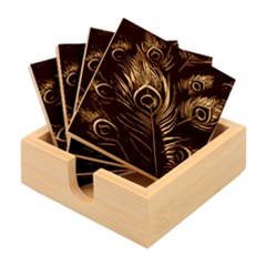 Peacock Feathers Nature Feather Pattern Bamboo Coaster Set by pakminggu