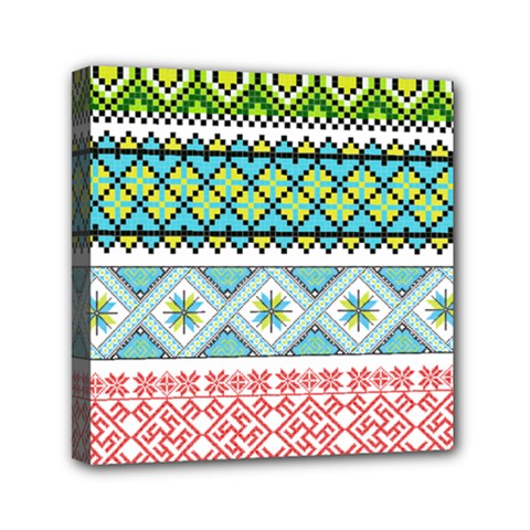 Ukraine Ornament Pattern Symbolism Geometric Mini Canvas 6  X 6  (stretched) by pakminggu