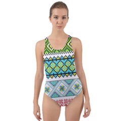 Ukraine Ornament Pattern Symbolism Geometric Cut-out Back One Piece Swimsuit by pakminggu