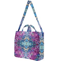 Orchids Pour  Square Shoulder Tote Bag by kaleidomarblingart