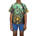 Monkey Tiger Bird Parrot Forest Jungle Style Kids  Short Sleeve Swimwear View1