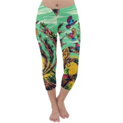 Monkey Tiger Bird Parrot Forest Jungle Style Capri Winter Leggings  by Grandong