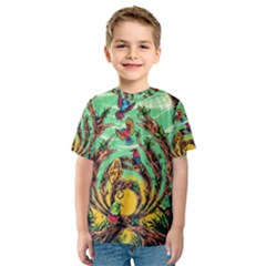 Monkey Tiger Bird Parrot Forest Jungle Style Kids  Sport Mesh Tee