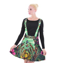 Monkey Tiger Bird Parrot Forest Jungle Style Suspender Skater Skirt by Grandong