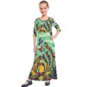 Monkey Tiger Bird Parrot Forest Jungle Style Kids  Quarter Sleeve Maxi Dress View1