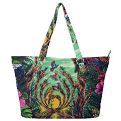 Monkey Tiger Bird Parrot Forest Jungle Style Full Print Shoulder Bag by Grandong