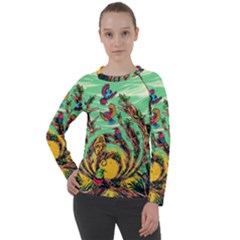 Monkey Tiger Bird Parrot Forest Jungle Style Women s Long Sleeve Raglan Tee